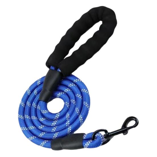 Dog Leash Heavy Duty Nylon Rope Leash 5Ft 6.5Ft 10Ft Leash with Padded Handle for Small Medium Large Dogs Training Outdoor S синий
