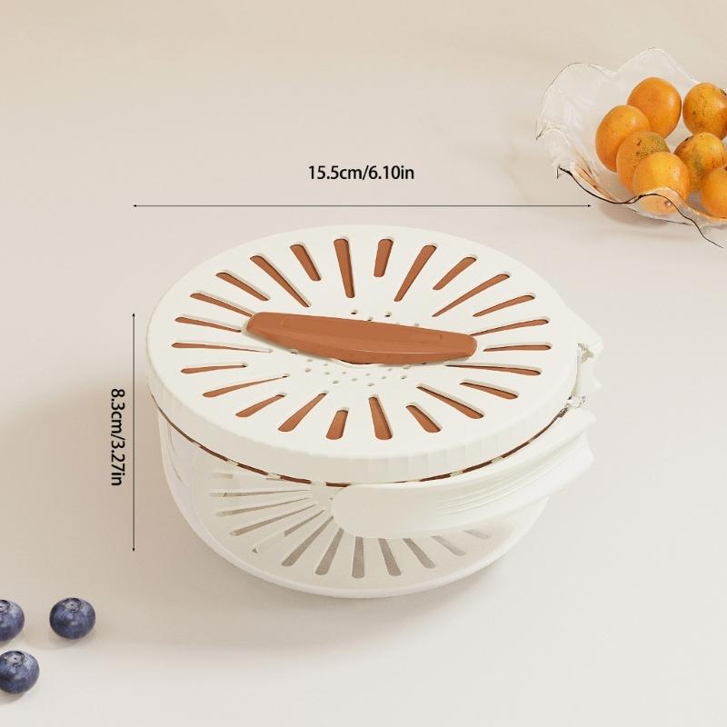 Vegetable Fruit Washing Basket Double-Layer Kitchen Colander Plastic Foldable Handle Rice Strainer Fridge Crisper
