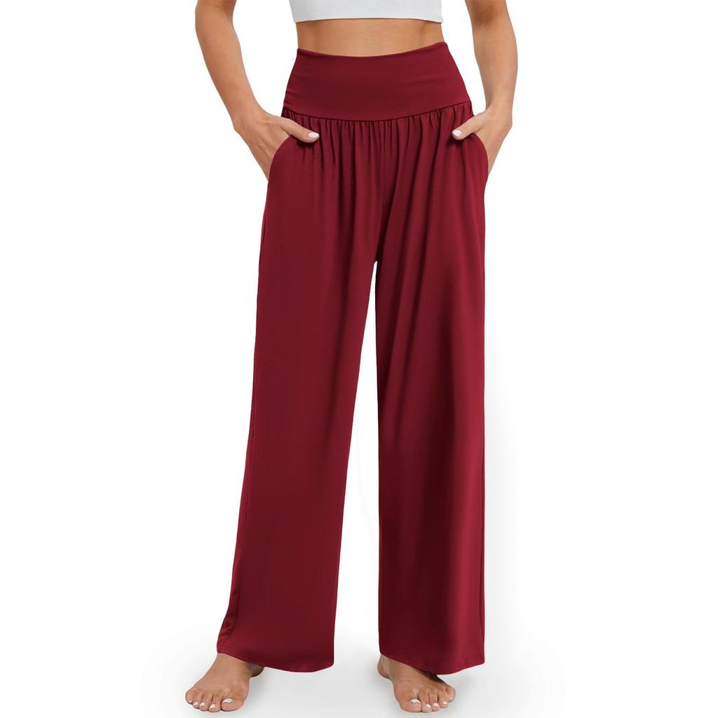 Women's Casual Elastic Waist Trousers -color Comfortable Wide Leg Pants