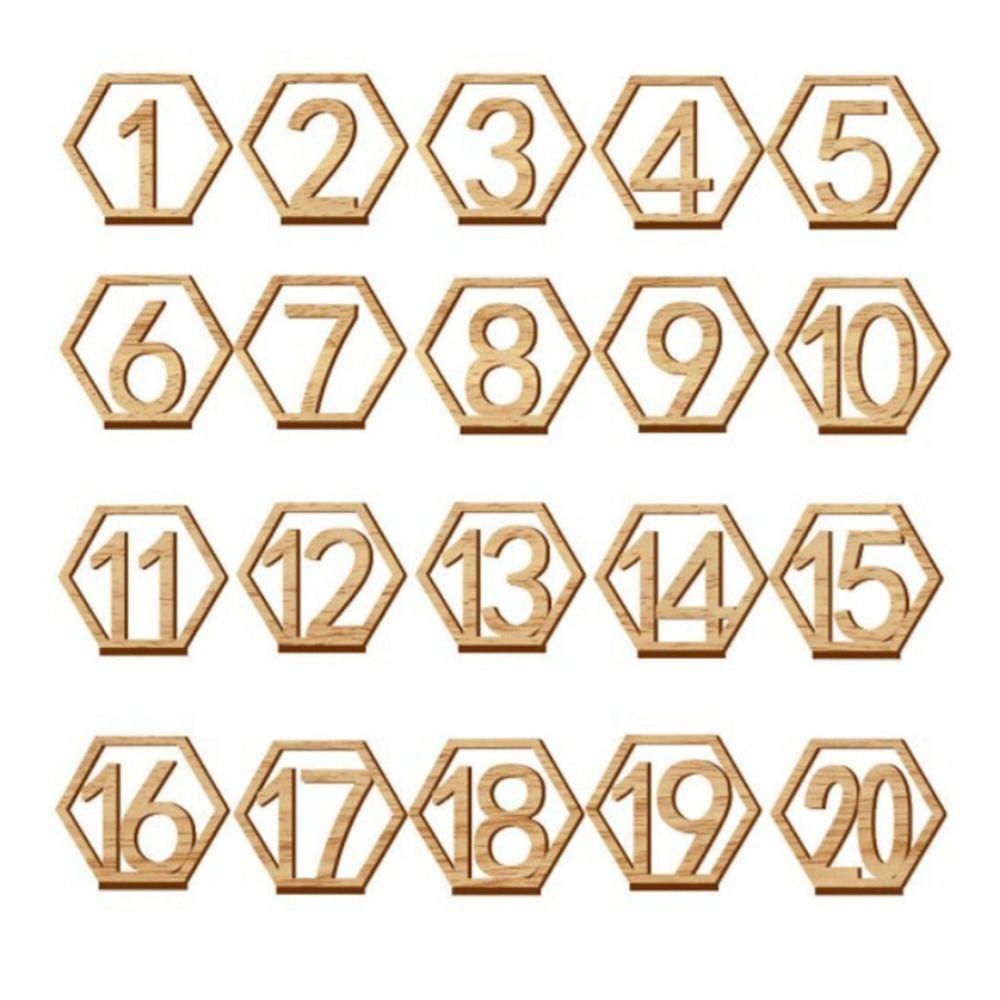 

1-20 Table Number Signs Wooden Wedding Table Numbers Hexagon Shape with Holder Base Engagement Birthday Banquet Decor Wood Craft 1-10