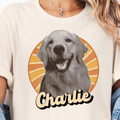 Custom Photo Custom T-Shirt, Personalized Vintage Tee, Gift for Pet Owners, Father's Day Gift, Cat Dad Shirt, Dog Mom Shirt, Sunset 1