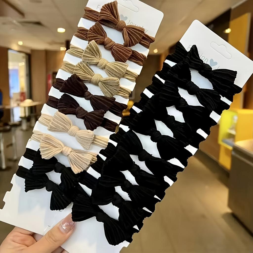 Five Sets of Bow Tie Hair Bands Designed for Girls, Offering a Luxurious Touch, These Rubber Bands Are Perfect for Women Looking to Style Their Hair i
