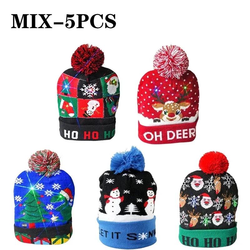 Christmas LED Knit Hat Light-Up Beanie for Men and Women Perfect for Holiday Parties Festive Glow Cap for Celebrations