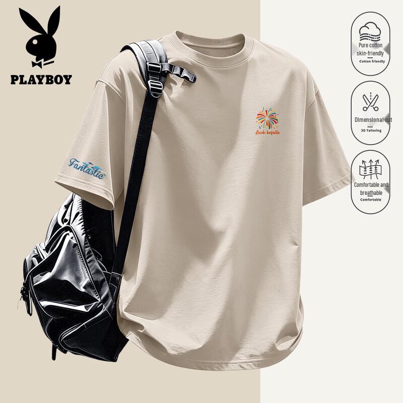 PLAYBOY Men s Loose Fit Pure Cotton Short Sleeve T-Shirt 2XL
