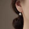 925 Sterling Silver Needle Flower Stud Earrings Hypoallergenic Simple Elegant Daily Matching Jewelry Accessories for Women