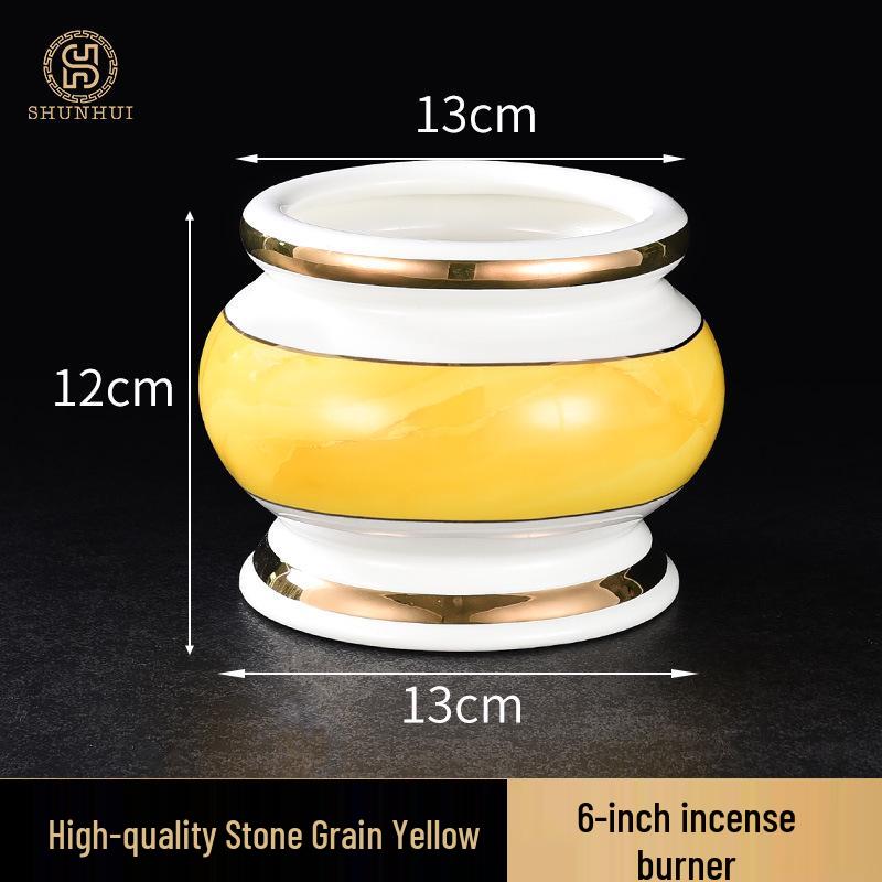 Large Ceramic Buddhist Incense Burner for Indoor Rituals, with Holy Water Cup and Incense Stick Holder