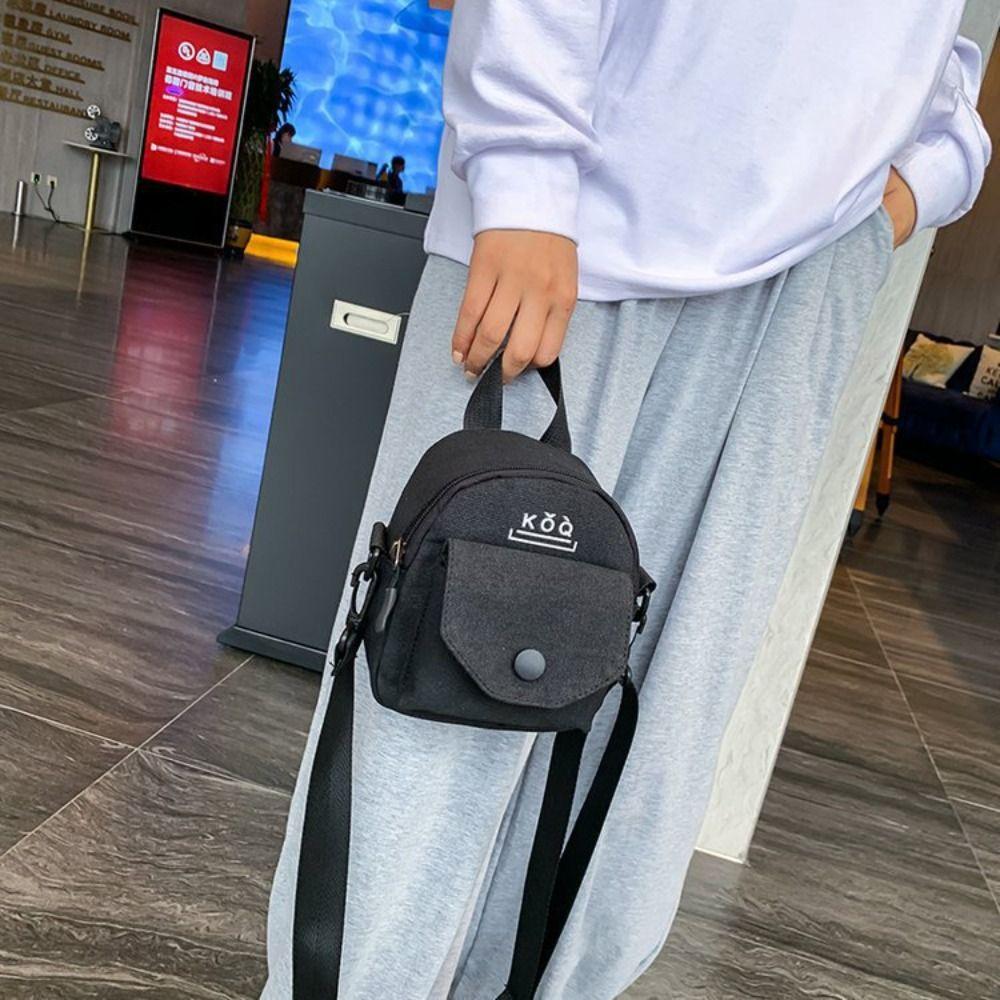 Solid Color Casual Crossbody Bag Zipper Small Messenger Bag Fashion Canvas Shoulder Bag  Student