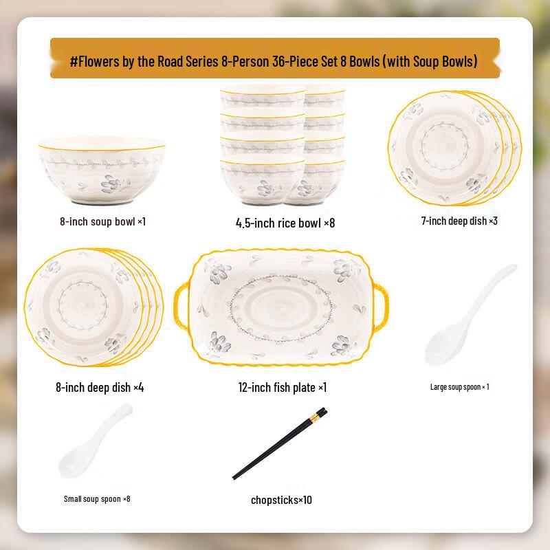 Mod.Lanka Japanese Style 36-Piece Ceramic Dinnerware Set