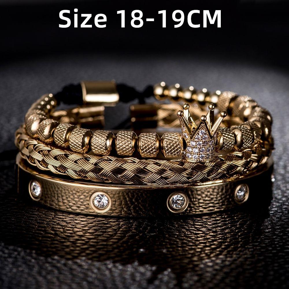 Micro-inlaid zircon crown bracelet set European and American trend diamond-inlaid titanium steel