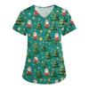 Women's Fashion V-Neck Short Sleeve Overalls With Pockets Christmas Printed Tops  Clothes