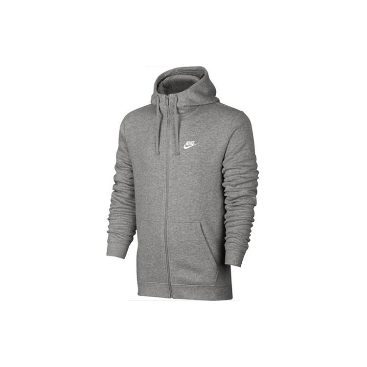Nike Logo Embroidered Fleece Lined Hooded Jacket Gray Men s 804389-063 S