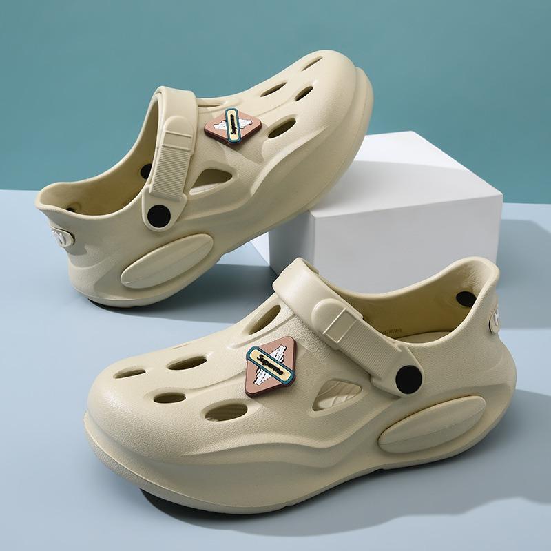 Summer heightening slippers hole shoes women wear thick soles, non-smelly feet non-slip breathable EVA contrasting color wear-resistant bag head drag