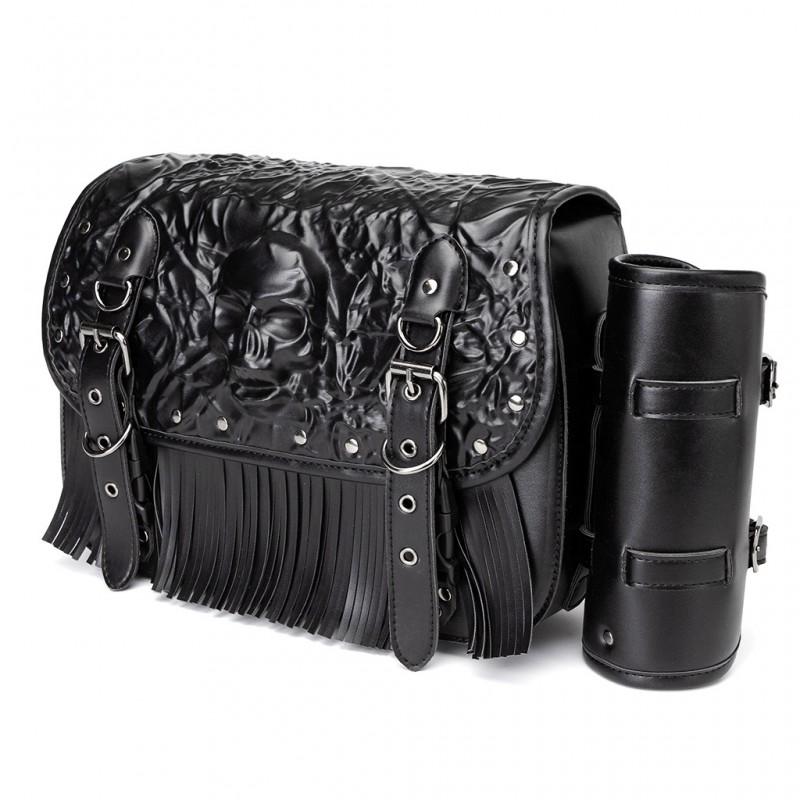 Sacoche latérale pour moto avec clous tête de mort Design Personnalisation Harley Style Rocker Accessoire de Touring