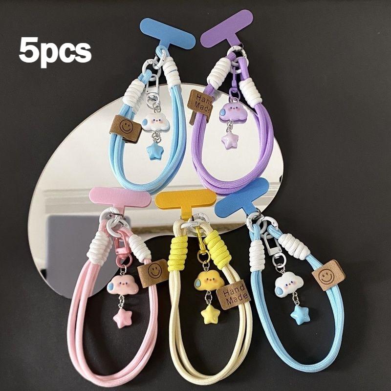 10/5pcs Phone Lanyard Features a Flower Keychain Charm with a Detachable Key Ring Universal Clip-on Phone Strap for Bags Cameras