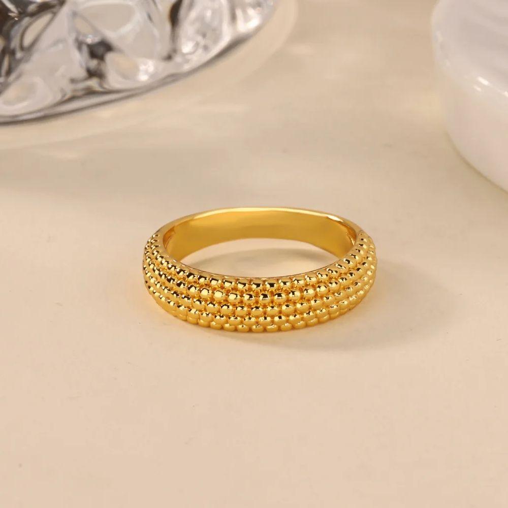 Minimalist Beads Size 7 & 8 Stainless Steel Ring for Women Gold Color Anti Rust Ladies' Ring Wedding Jewelry Anniversary Gift
