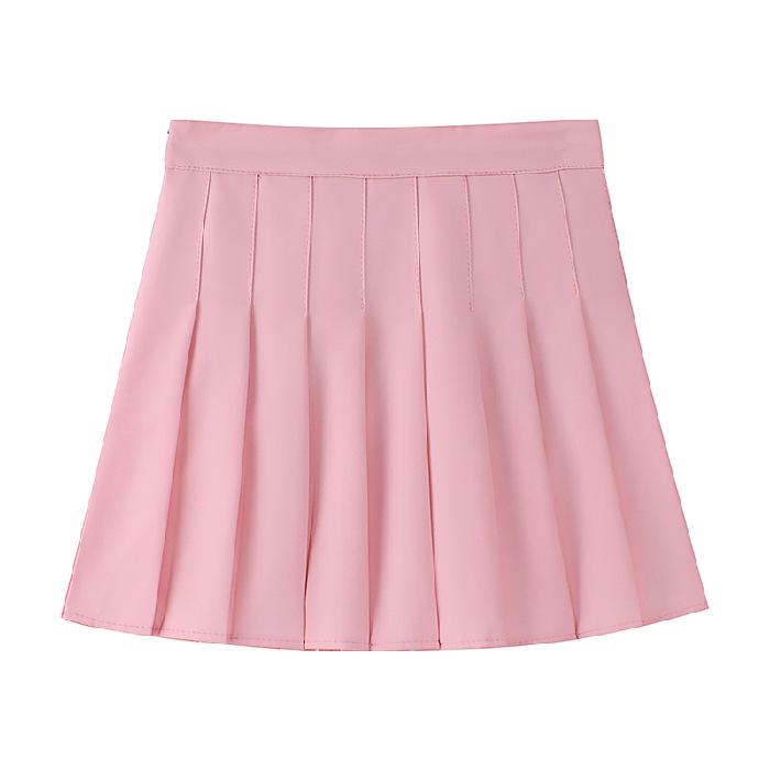 Korean Style Pleated Skirt with Zipper and Buttons - Four Seasons Versatile JK Uniform Skirt