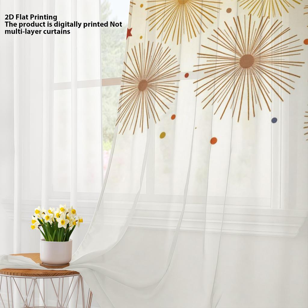 Vintage Firework Style One Piece Starlight Window Curtain Living Room Bedroom Freshen Up Decorative Film Polyester Perfect For Great
