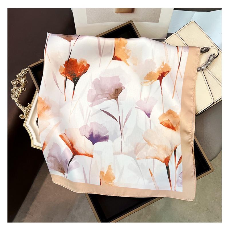 Women S Floral Print Square Scarf Spring Summer Decorative Neck Scarf Elegant Luxury Lightweight