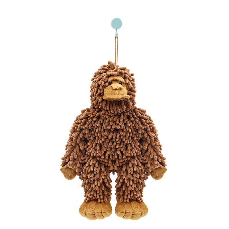 

Cartoon Gorilla Plush Water Absorbing Towel Holder For Kids And Adults темно-коричневого кольору