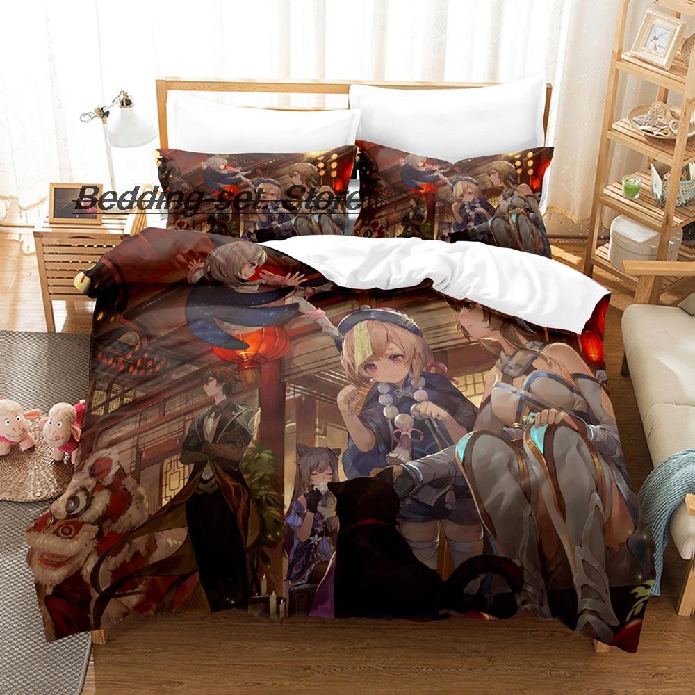 Game Genshin Impact Kamisato Ayaka Bedding Set Single Twin Full Queen King Size Bed Set Aldult Kid Bedroom Duvetcover Sets