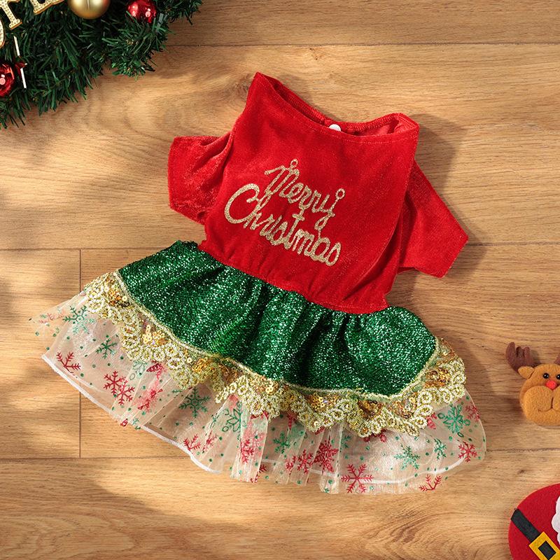 

Christmas Merry Dress Dog Clothes Yorkshire Terrier Teddy Bichon Pomeranian Princess Dress Autumn Winter Warm New Year Festival XL