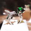 Creative Color Treasure Female Ring Simulation Santa Maria Green Grandmother Oval Hummingbird Ring Party Birthday Gift