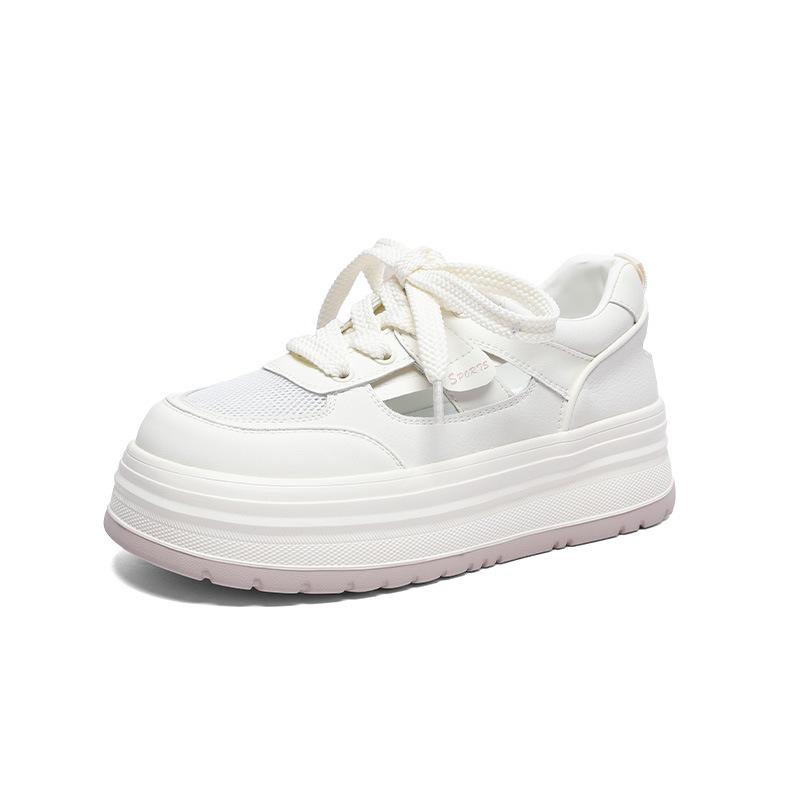 

Thick-soled heightening mesh shoes women s summer thin leather comfortable mesh breathable little white shoes versatile casual sports shoes 40