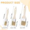 3Pcs Natural Bristle Pastry Brush, Pastry Brush Wooden Handle Basting and BBQ Brushes Kitchen Baking Brushes for Cooking, Butter, Oil, Grilling &