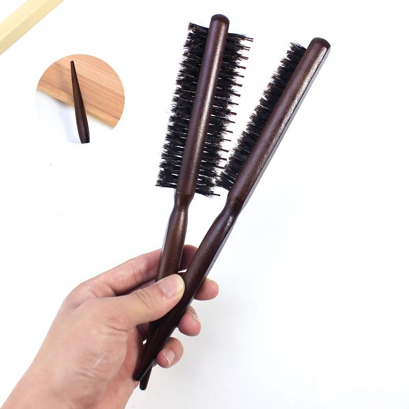 Three Rows of Boar Bristle Hair Combs for Bride's Studio Model Hair Hairdressing Fluffy Fine Handle Barber Combs High Quality