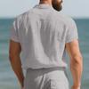 Summer New Short-sleeved Men's Double Pocket Solid Color Loose Casual Lapel Shirt
