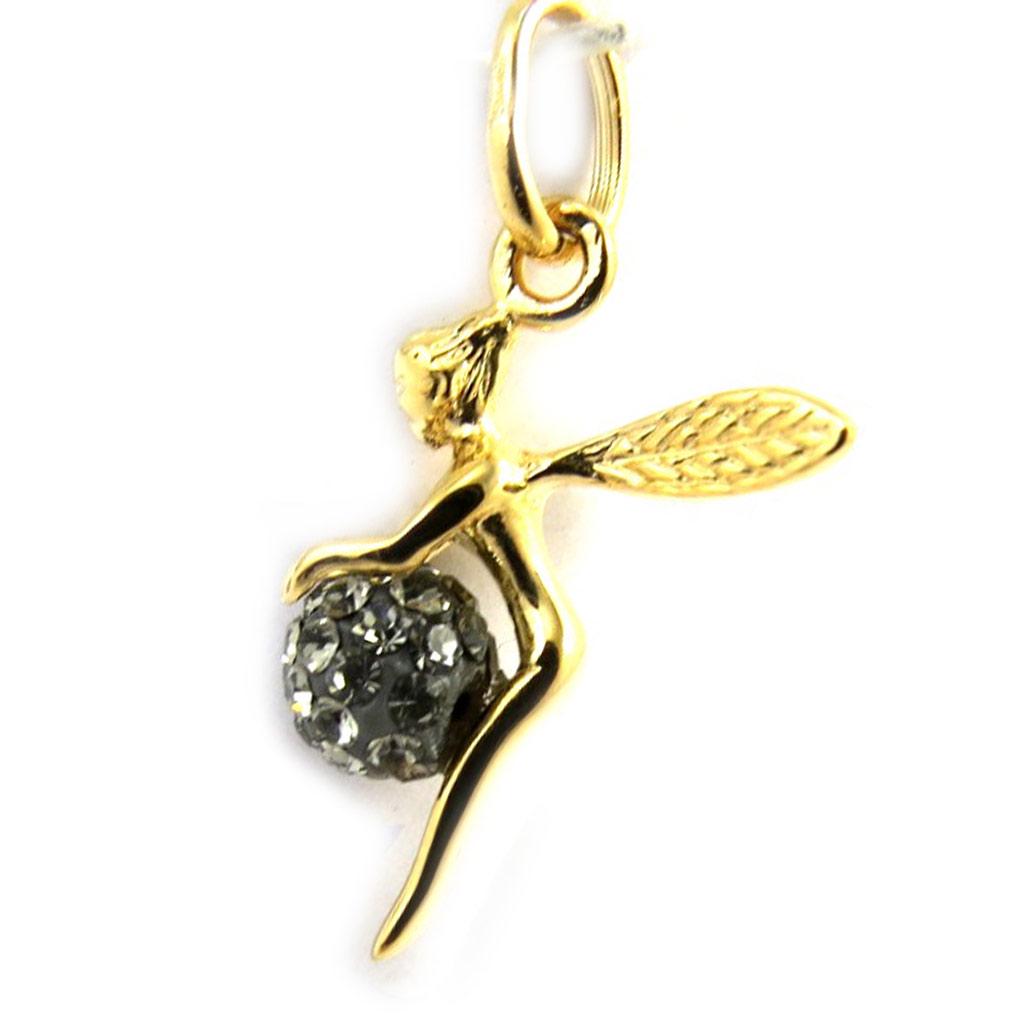 Les Trésors De Lily [L9755] - Gold Plated Pendant 'Tinkerbell' Grey (crystal) - 16x17 Mm