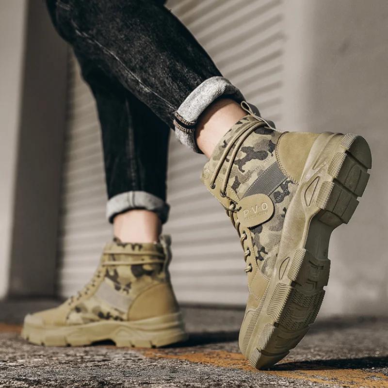Fall Camouflage Boots Men's High Quality Non-Slip Work Shoes Botas Mujer Men Shoes Platform Boots Shoes for Men