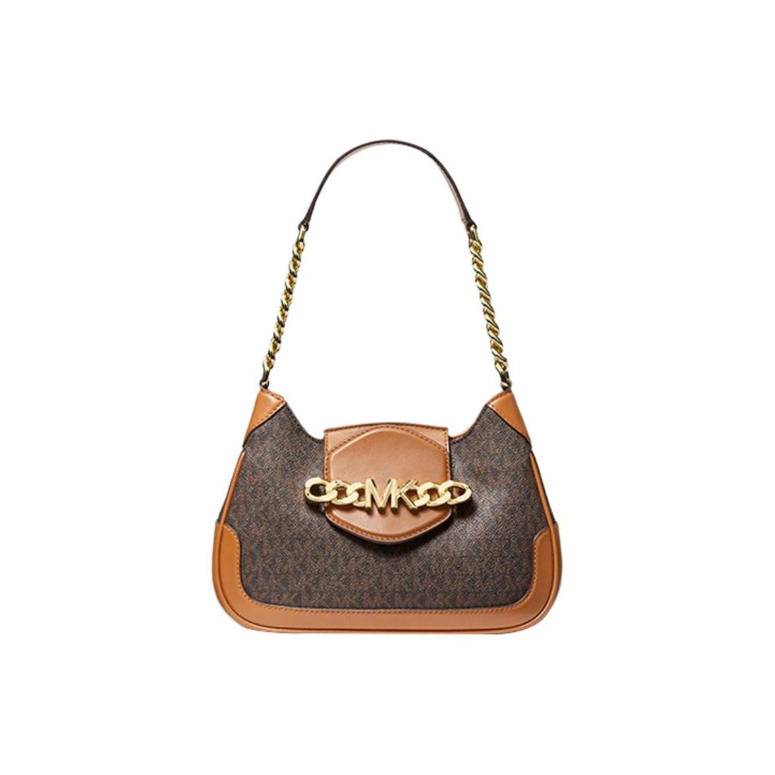 

Michael Kors Hally Chain Logo Gold Buckle Vintage Color Block Faux Leather Shoulder Bag Women Shoulder Bag Dark-Brown 30F1G2HL1B-252 Basic Set (Bag+Dust Bag)