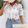 JPNTKY Women's Fashion Casual Solid Color Print Short Sleeve POLO Neck Blouses & Shirts