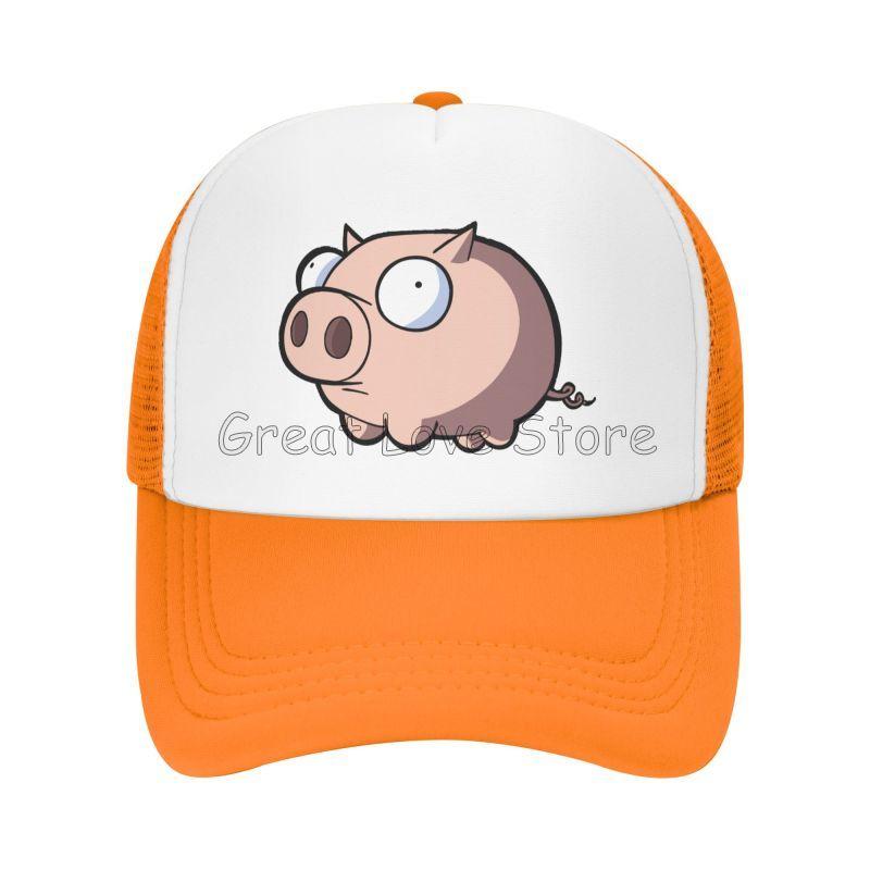 

Cute Cartoon Pig Print Mesh Baseball Cap Vintage Sandwich Sun Hats Unisex Washable Trucker Caps Adjustable Snapback Hat Adjustable помаранчевий