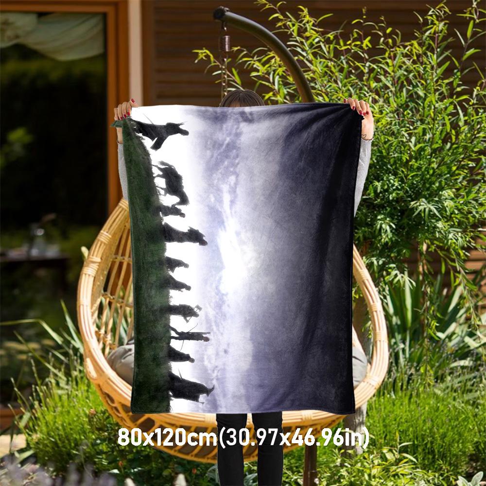1pc warriors mountains silhouette  - Throw Blanket, Soft, Flannel Blankets, Living Room,  All Seasons Use-1021115 80x120cm