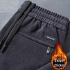Men's Thick Corduroy Elastic Waist Straight Casual Pants with Velvet Lining for Autumn and Winter