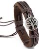 Braided Wrap Leather Bracelets for Men Vintage Life Tree of Rudder Charm Wood Beads Ethnic Tribal Wristbands