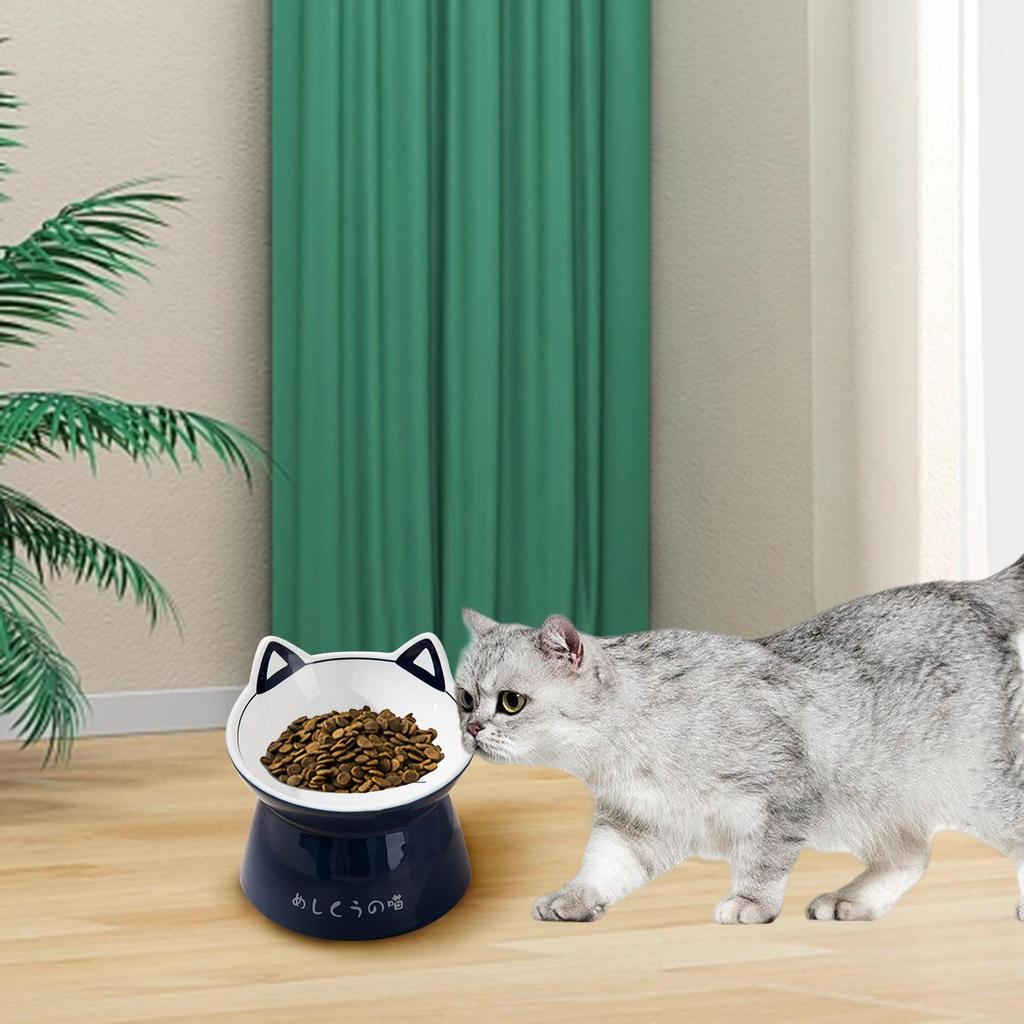 Ceramic Raised Cat Food Bowl Dish and Water Stylish 11.5cmx8cm
