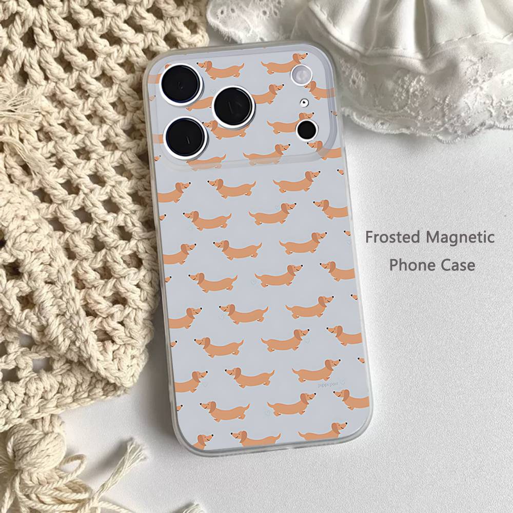 Animal Dachshund Dog Cute For iPhone 11,12,13,14,15,17,16,Pro,Plus,E,Max,Air,Mini Clear Magnetic Frosted Cover