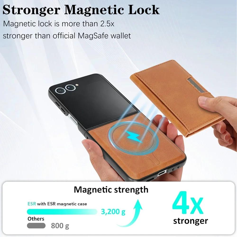 Luxury 2IN1 Leather Wallet Card Holder Phone Case For Samsung Galaxy Z Flip 7FE 6 5 4 3 Magnetic Wireless Charging Protect Cover