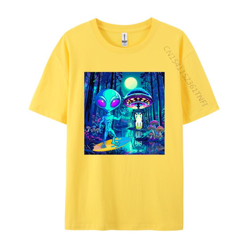 Grey Alien Waving Tshirt Wonderful Forest Anime T Shirts For Men Europe Tops Tees New Coming Street Cotton