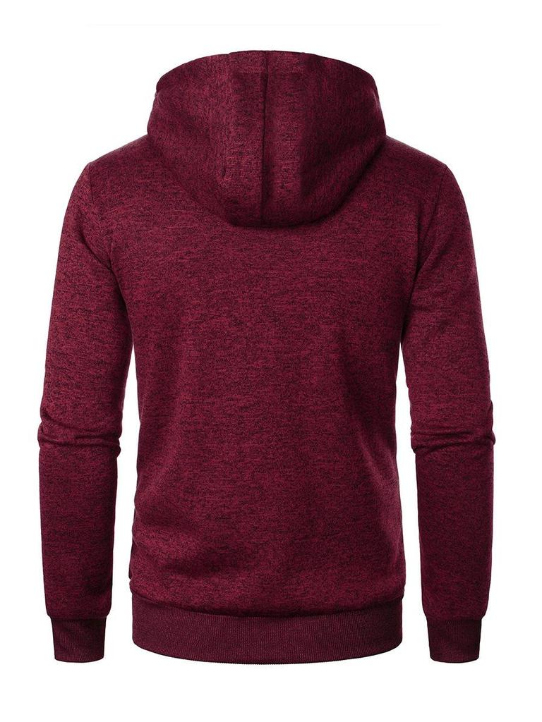 Pánská ležérní pletená žakárová mikina s kapucí a zapínáním