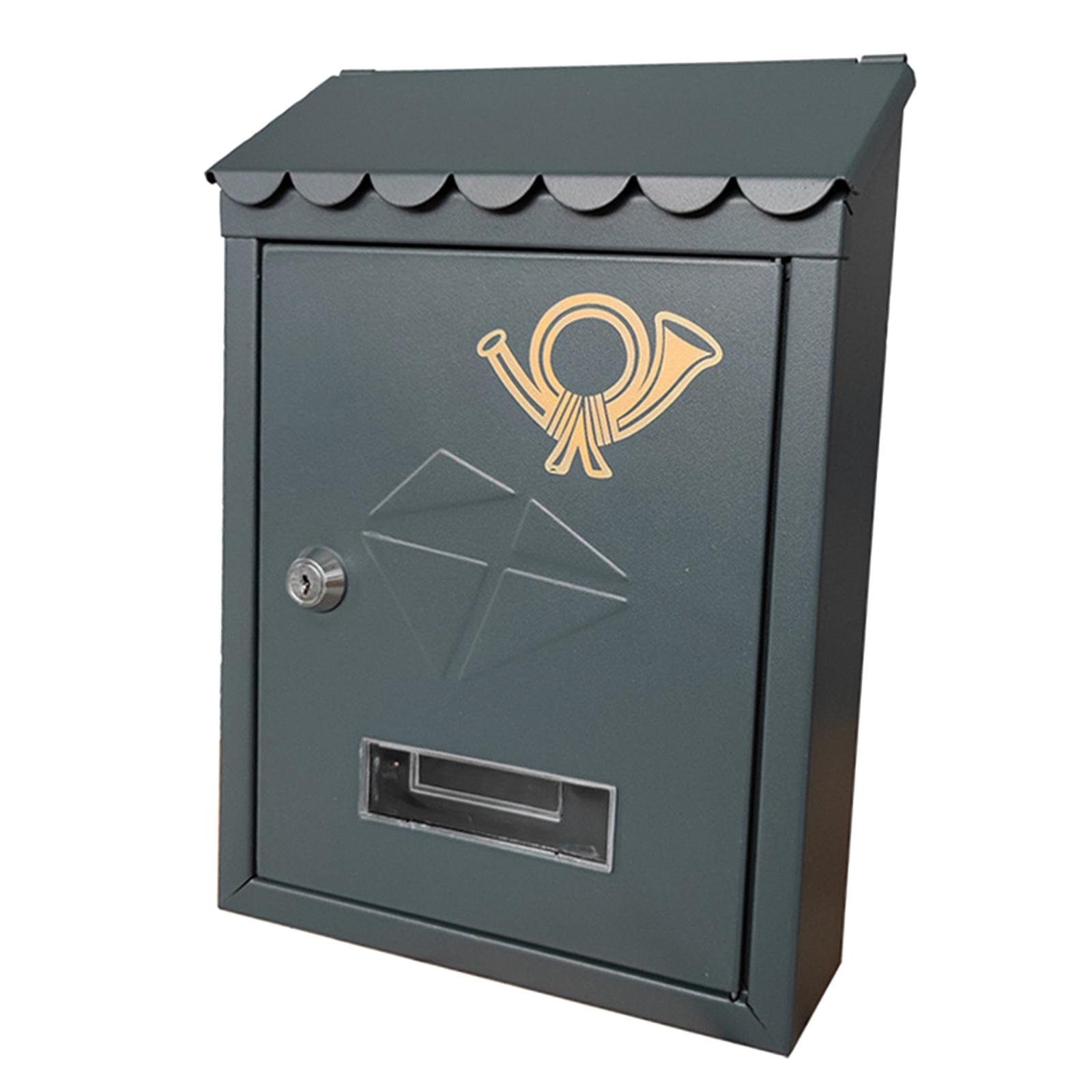 

Wall Mount Mailbox Metal Decorations 21.5x7x30cm Front Door Outside Decorative Letter Magazines Post Lockable Porch Drop Box серый