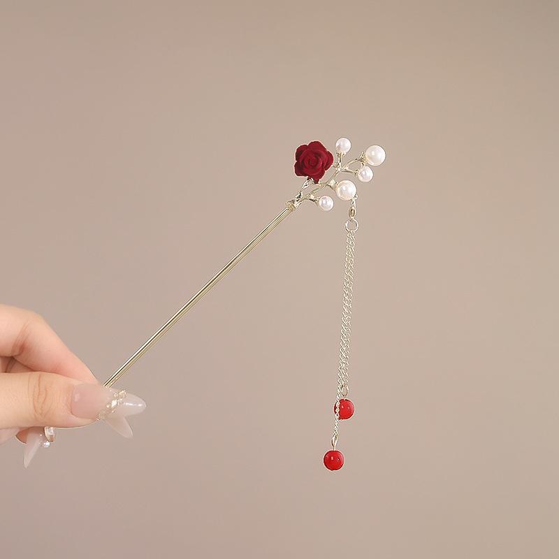 

Ретро Роза Заколка для волос для женщин Китайский стиль Кисточка Палочка для волос Заколки для волос Цветок Ручной работы Заколки для волос День святого Валентина Головной убор