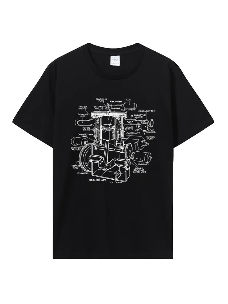 Mechanics Car Engine Pieces Cars Lovers Muscle Cars TShirt Unisexs Fashion Clothing Carguy Graphic Tee Tops Husband Daddy Gifts
