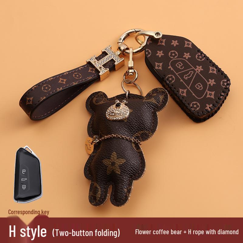 Volkswagen Car Key Cover for Sagitar, Bora, Lavida, T-Roc, Tiguan L, Golf 8, Tayron, POLO with Women's Bag Buckle