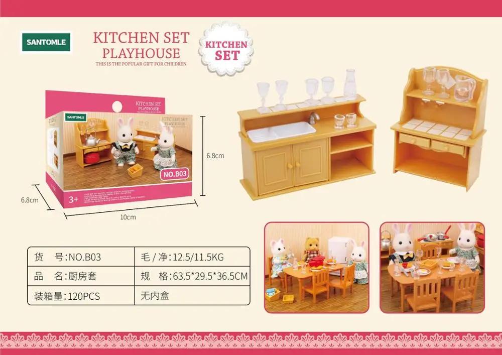 Forest Home Animal Family Mini Rabbit Villa Living Space Kitchen Sleeping Area Garden Micro Furniture Set Girl Pretend Engage With Toy Model