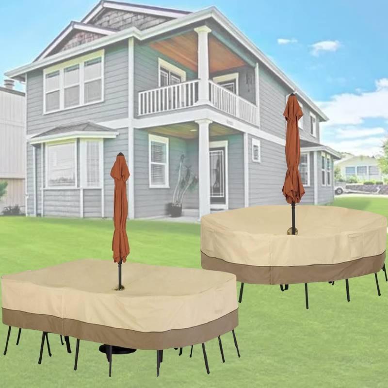 Durable 190t Silver-coated Oxford Fabric Garden Furniture Dust Cover Beige And Coffee Color