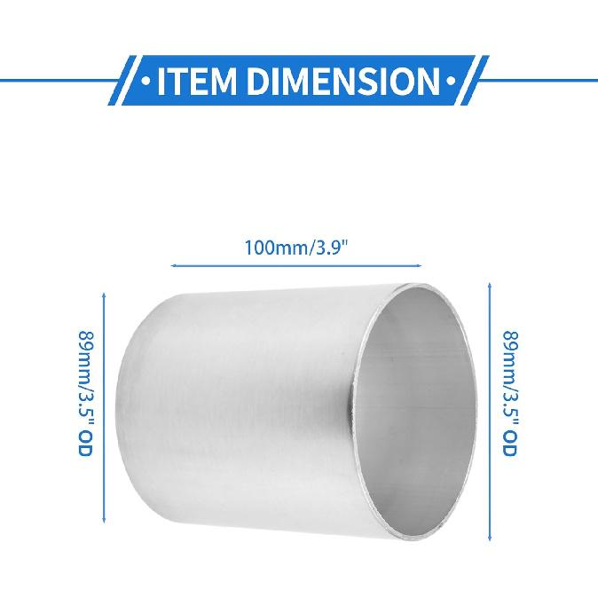 89mm/3.5"OD Straight 6061 Aluminum Alloy Tube Intercooler Surface Polishing Air Intake Connection Hose Double Flat Head 100mm 3.9"(L) 1mm 0.04"(T)
